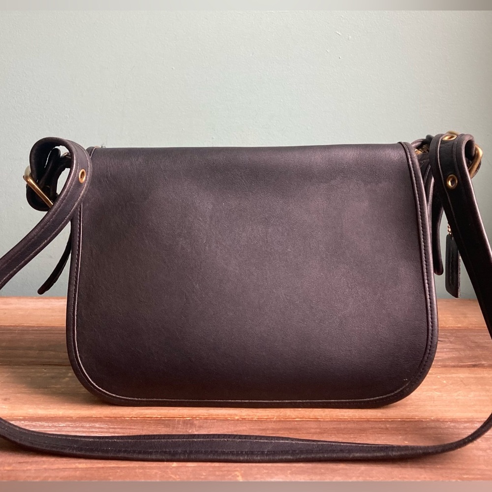 Vintage Coach Patricia’s Legacy Leather Saddle Bag 9951 Black